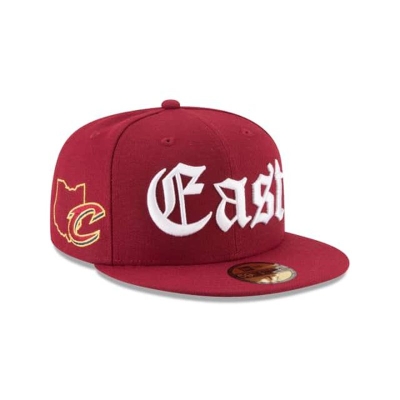 Red Cleveland Cavaliers Hat - New Era NBA League Script 59FIFTY Fitted Caps USA3184697